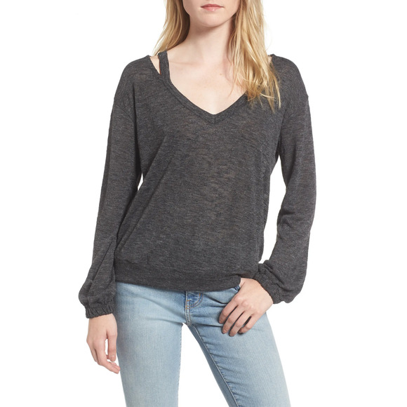 Splendid Ashbourne Knit Cut Out V Neck Top - XS - Picture 5 of 15